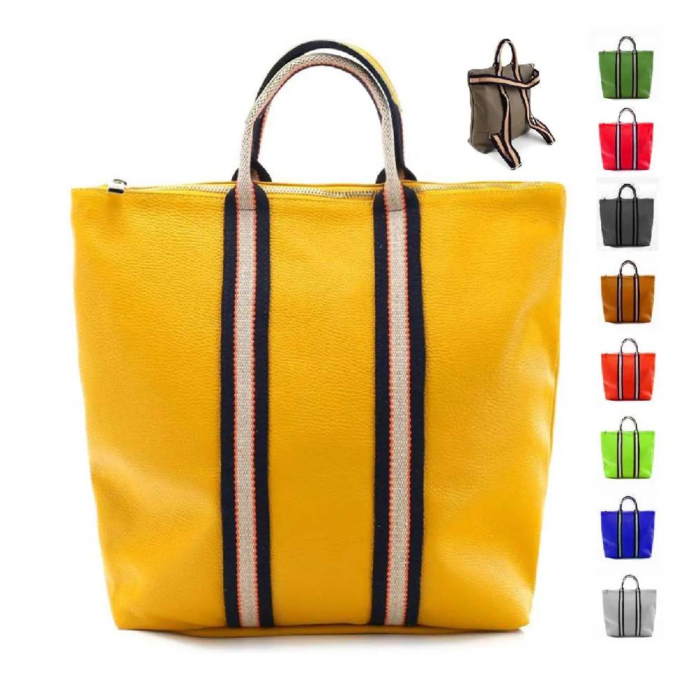 OBC Made in Italy XXL Damen Leder Rucksack Tasche Shopper Handtasche Schultertasche Cityrucksack Daypack Ledertasche Freizeitrucksack