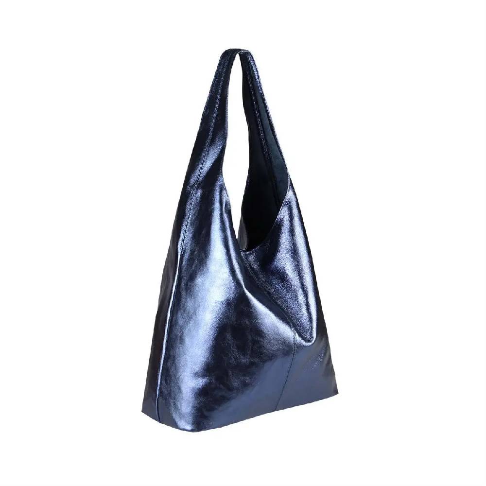 OBC MADE IN ITALY DAMEN LEDER TASCHE METALLIC Shopper Schultertasche Bestseller