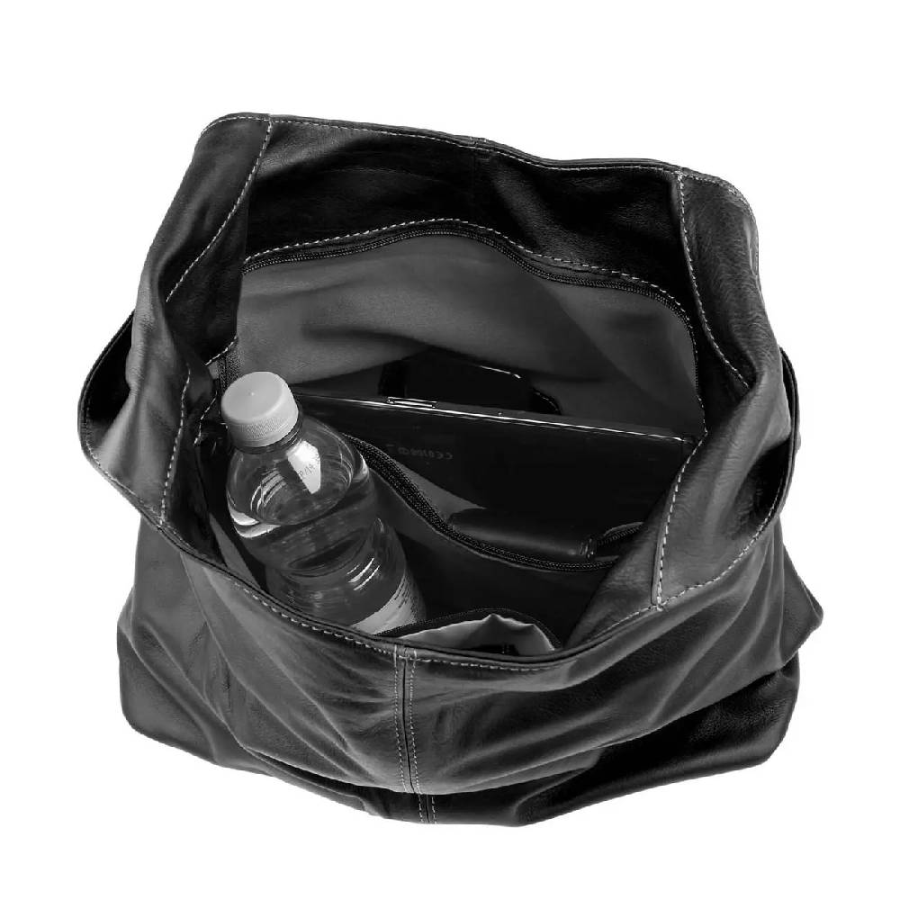 OBC Made in Italy Damen Leder Tasche Shopper Schultertasche Umhängetasche Handtasche Beuteltasche Hobo Bag Ledertasche Nappaleder Räumungsverkauf