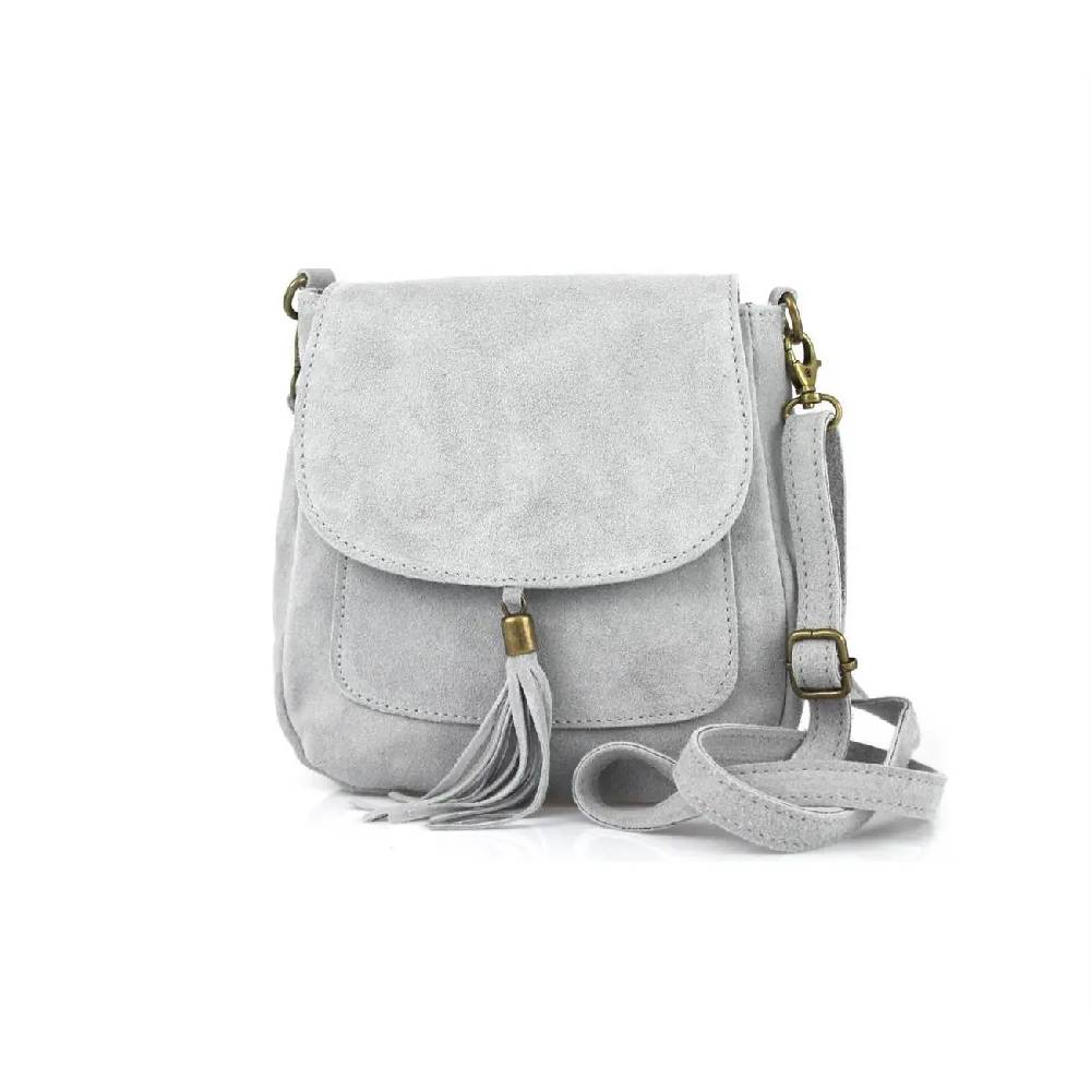 Made in Italy DAMEN LEDER TASCHE Messenger Bag Henkeltasche Wildleder Handtasche Umhängetasche Ledertasche Schultertasche Beuteltasche Fransen Cross-Over Riesige Ersparnisse