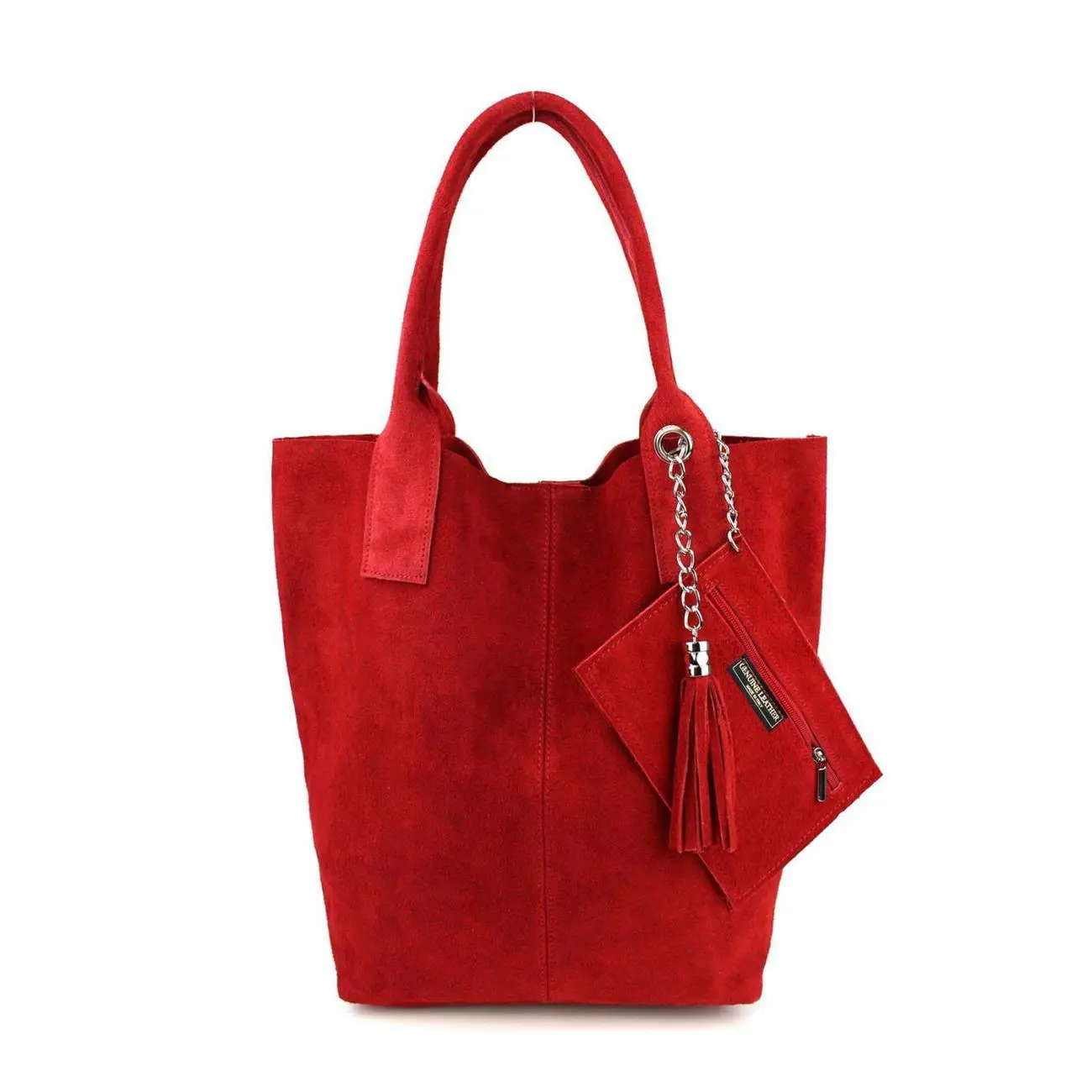 MADE IN ITALY DAMEN XXL LEDER TASCHE Wildleder Shopper Schultertasche + Schmucktasche Letzte 3 Tage