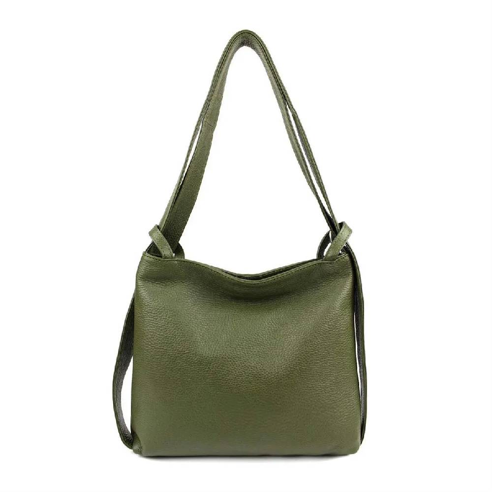 MADE IN ITALY OBC Damen Tasche Rucksack 2in1 Umhängetasche Schultertasche Daypack Rucksacktasche Handtasche Ledertasche klein Neueste Stile