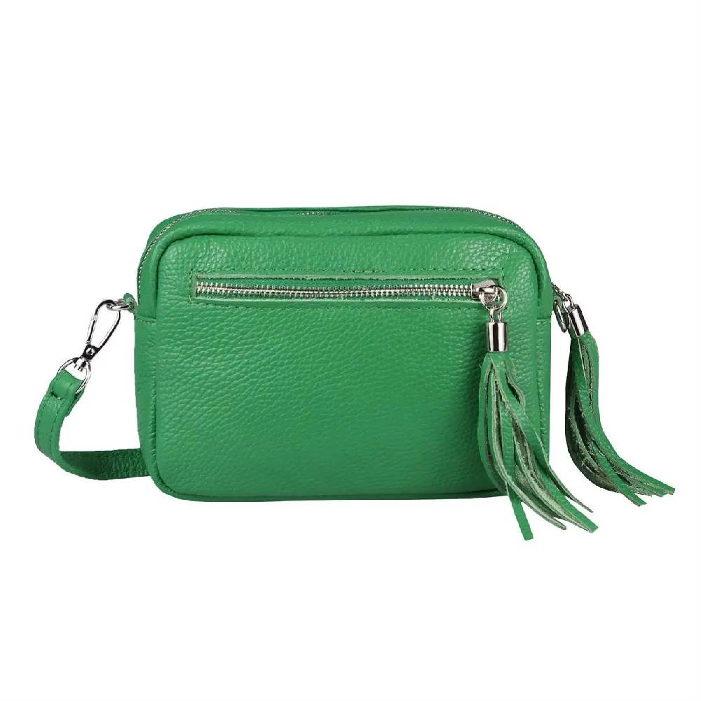 OBC Made in Italy DAMEN LEDER TASCHE Umhängetasche Schultertasche Beuteltasche Cross-Over Cross Bag Glattleder Schmucktasche Fransen Ledertasche Letzte 2 Tage