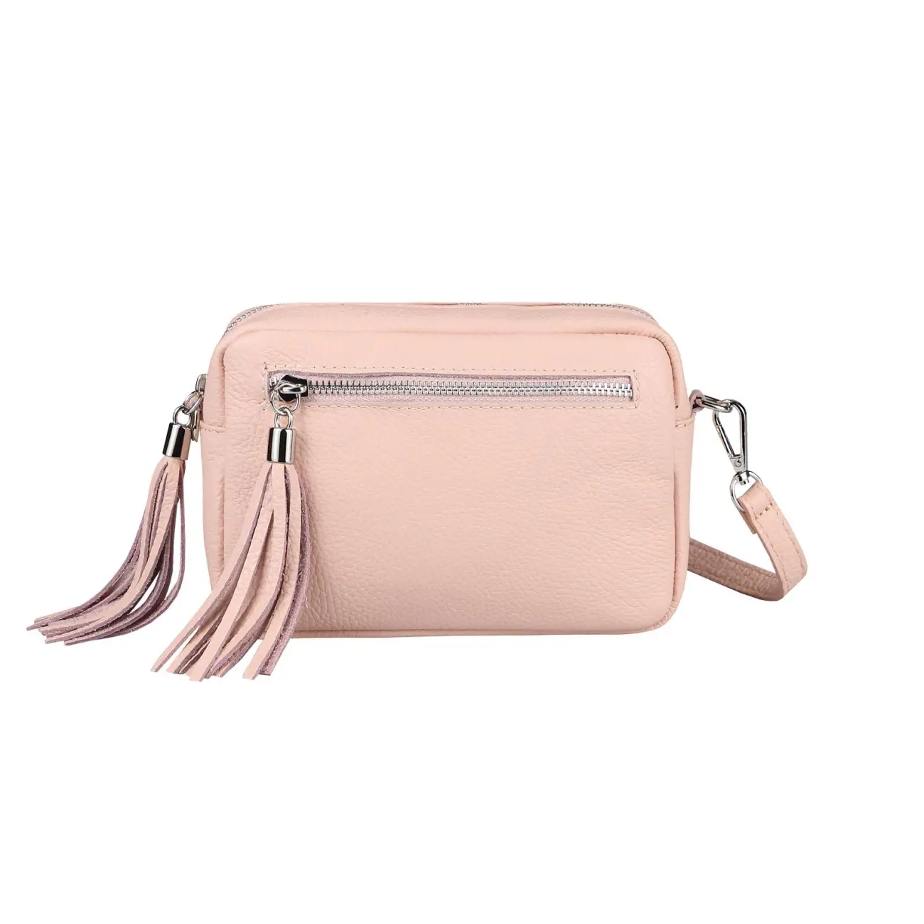 OBC Made in Italy DAMEN LEDER TASCHE Umhängetasche Schultertasche Beuteltasche Cross-Over Cross Bag Glattleder Schmucktasche Fransen Ledertasche Letzte 2 Tage