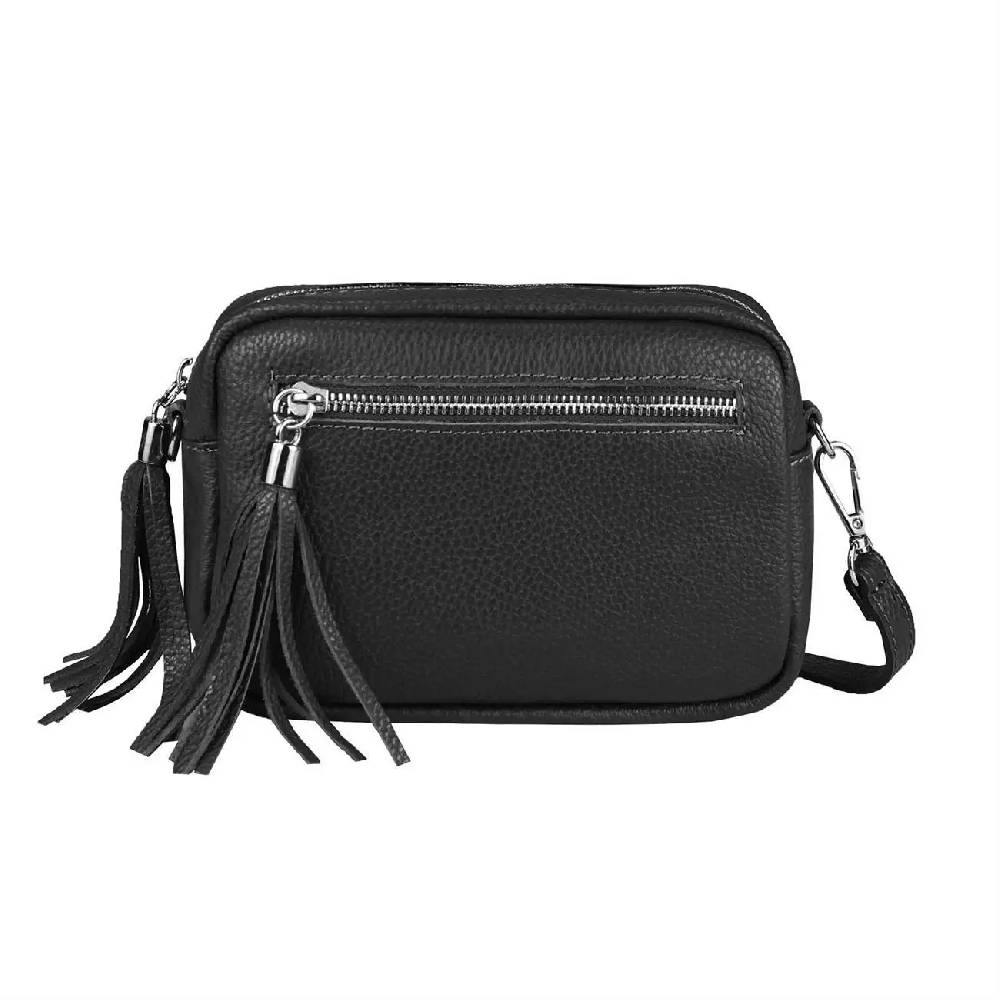 OBC Made in Italy DAMEN LEDER TASCHE Umhängetasche Schultertasche Beuteltasche Cross-Over Cross Bag Glattleder Schmucktasche Fransen Ledertasche Letzte 2 Tage