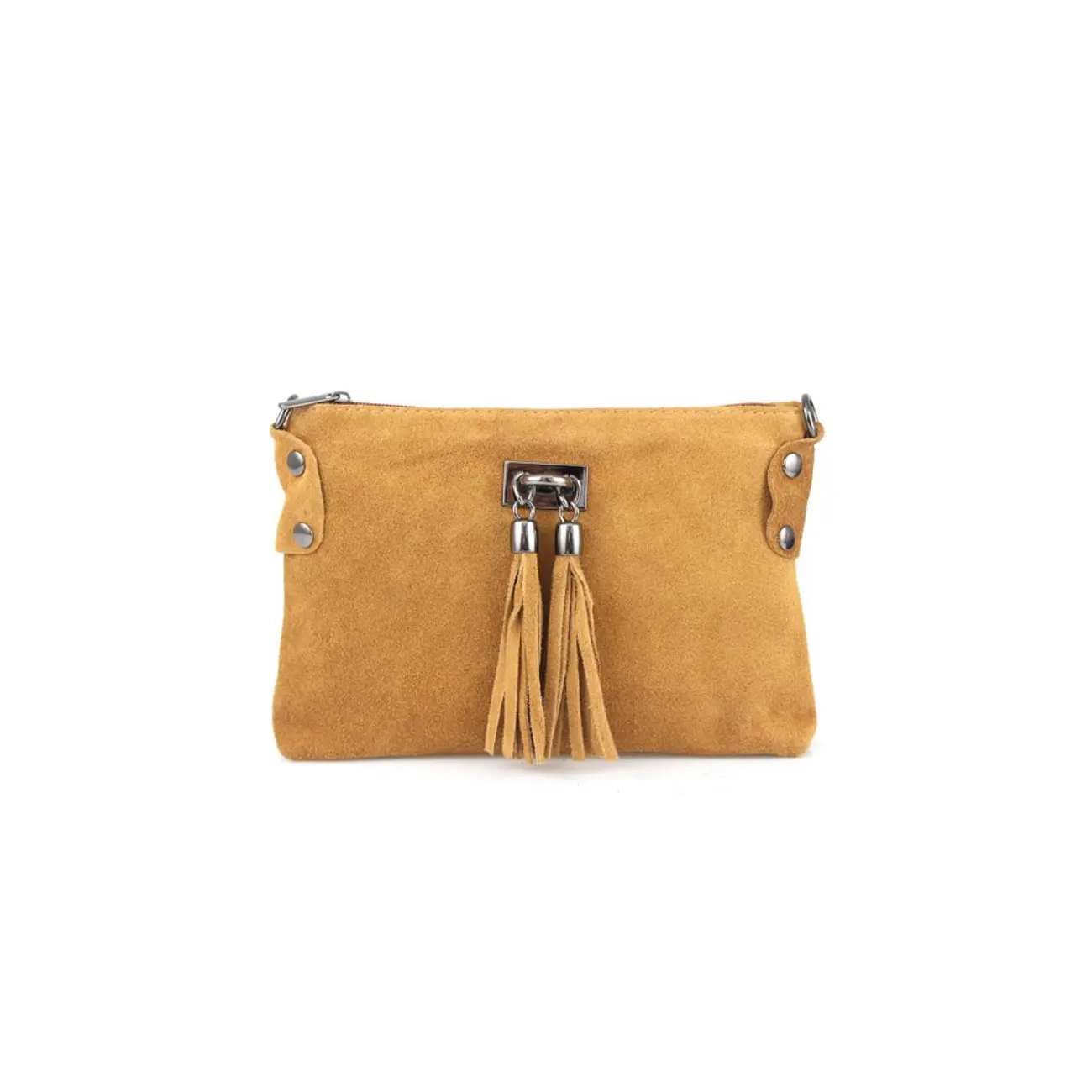 Made in Italy DAMEN LEDER Clutch TASCHE Wildleder Handtasche Umhängetasche Ledertasche Schultertasche Beuteltasche Fransen Cross-Over Bis zu 65% Rabatt