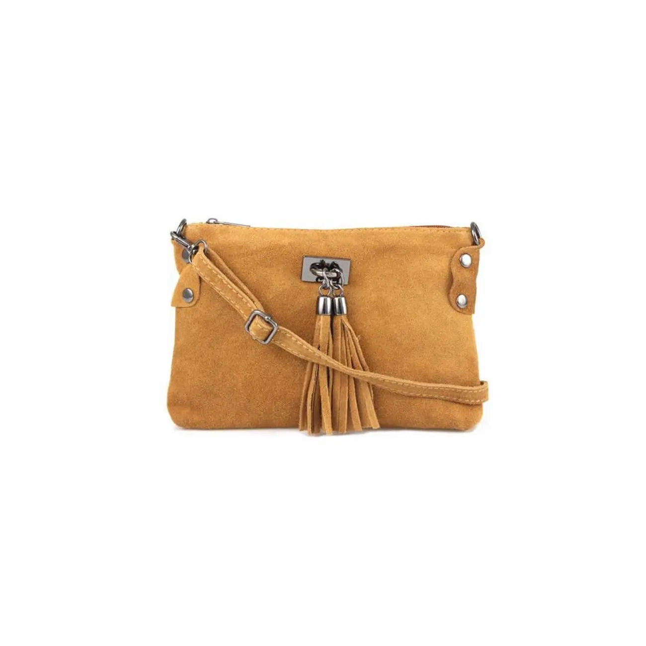 Made in Italy DAMEN LEDER Clutch TASCHE Wildleder Handtasche Umhängetasche Ledertasche Schultertasche Beuteltasche Fransen Cross-Over Bis zu 65% Rabatt