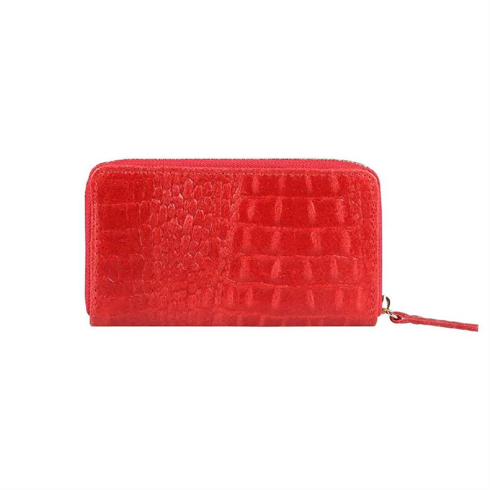 Made in Italy Damen Leder Geldbörse Kroko Wallet Portemonnaie Portafoglio Brieftasche Börse Geldbeutel Ledertasche Kreditkartenetui Sonderangebot der Fabrik
