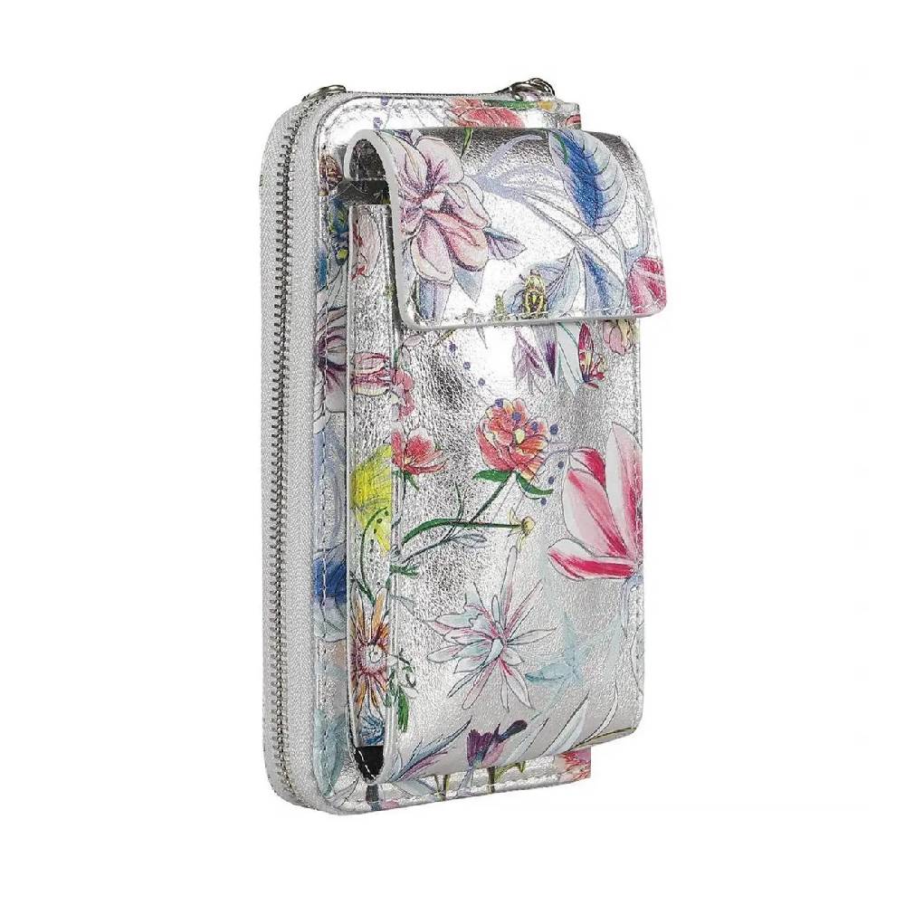 OBC Made in Italy Damen Leder Handytasche Tasche Umhängetasche Geldbörse Schultertasche Brieftasche Smartphone Geldtasche Ledertasche Crossbody Abendtasche Handy bis 6,5 Zoll Fabrikladen