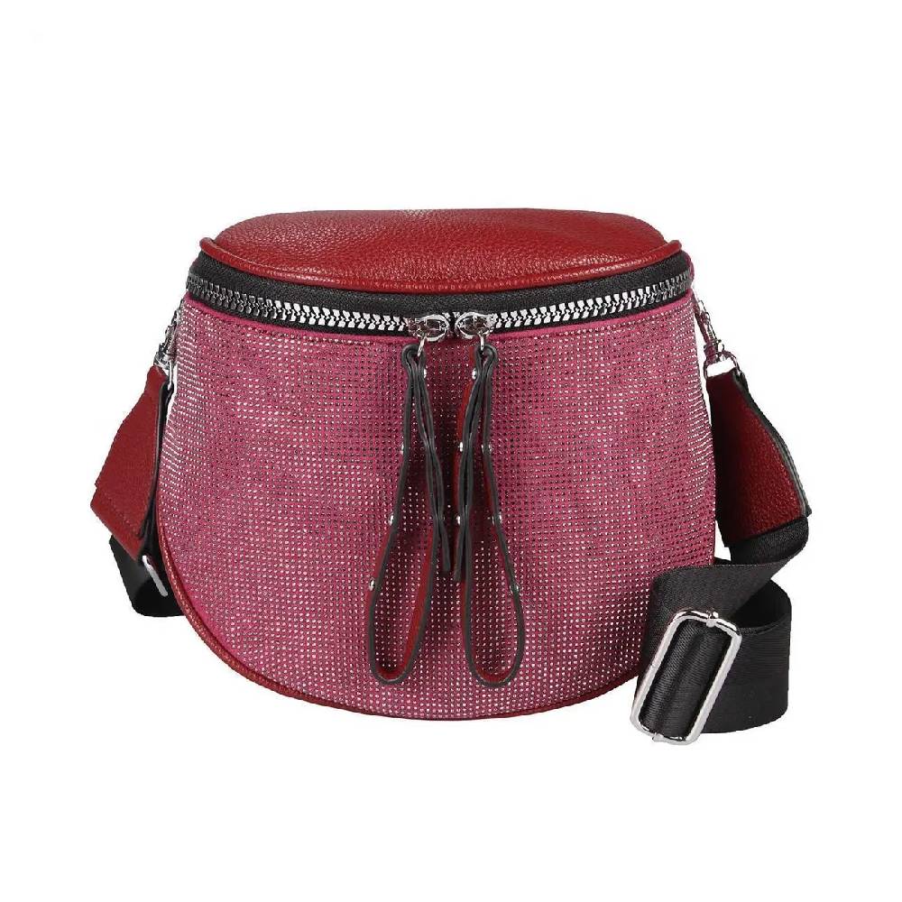 DAMEN TASCHEN SET 2in1 Schultertasche + Schmucktasche Strasssteine Umhängetasche Crossbody Crossover Leder Optik Handtasche Metallic Shopper Online