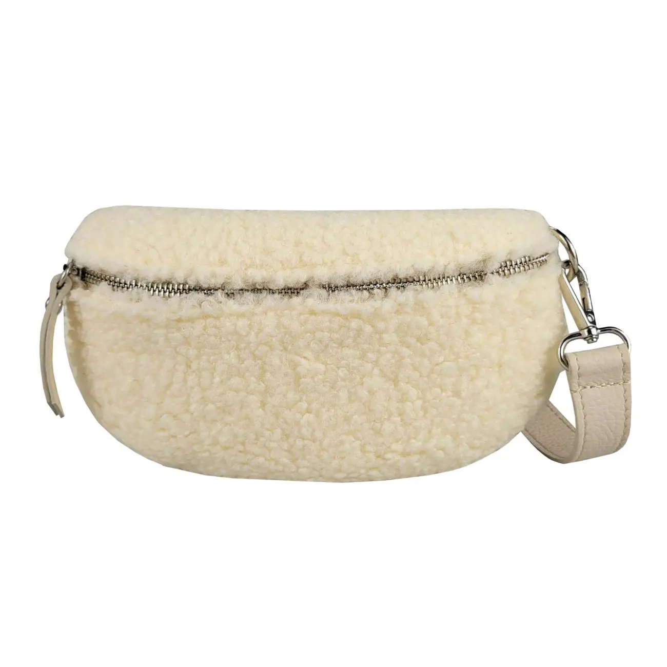 Made in Italy DAMEN LEDER Gürteltasche Crossbody Teddyfell Bauchtasche Hüfttasche Kunstfell Umhängetasche Brusttasche CrossOver Bodybag Schultertasche Teddy Pelz Fell Plüsch Angebote
