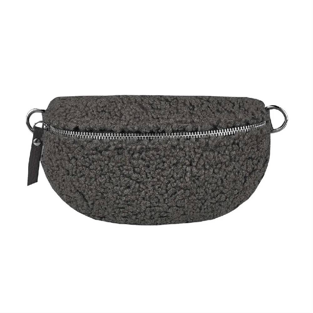 Made in Italy DAMEN LEDER Gürteltasche Crossbody Teddyfell Bauchtasche Hüfttasche Kunstfell Umhängetasche Brusttasche CrossOver Bodybag Schultertasche Teddy Pelz Fell Plüsch Angebote