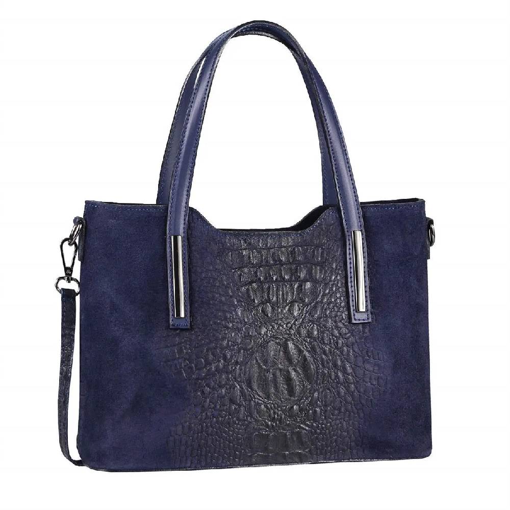 OBC MADE IN ITALY DAMEN Echt LEDER TASCHE KROKO-Prägung Business Shopper Wildleder Schultertasche Handtasche Ledertasche Umhängetasche Fabrikverkauf