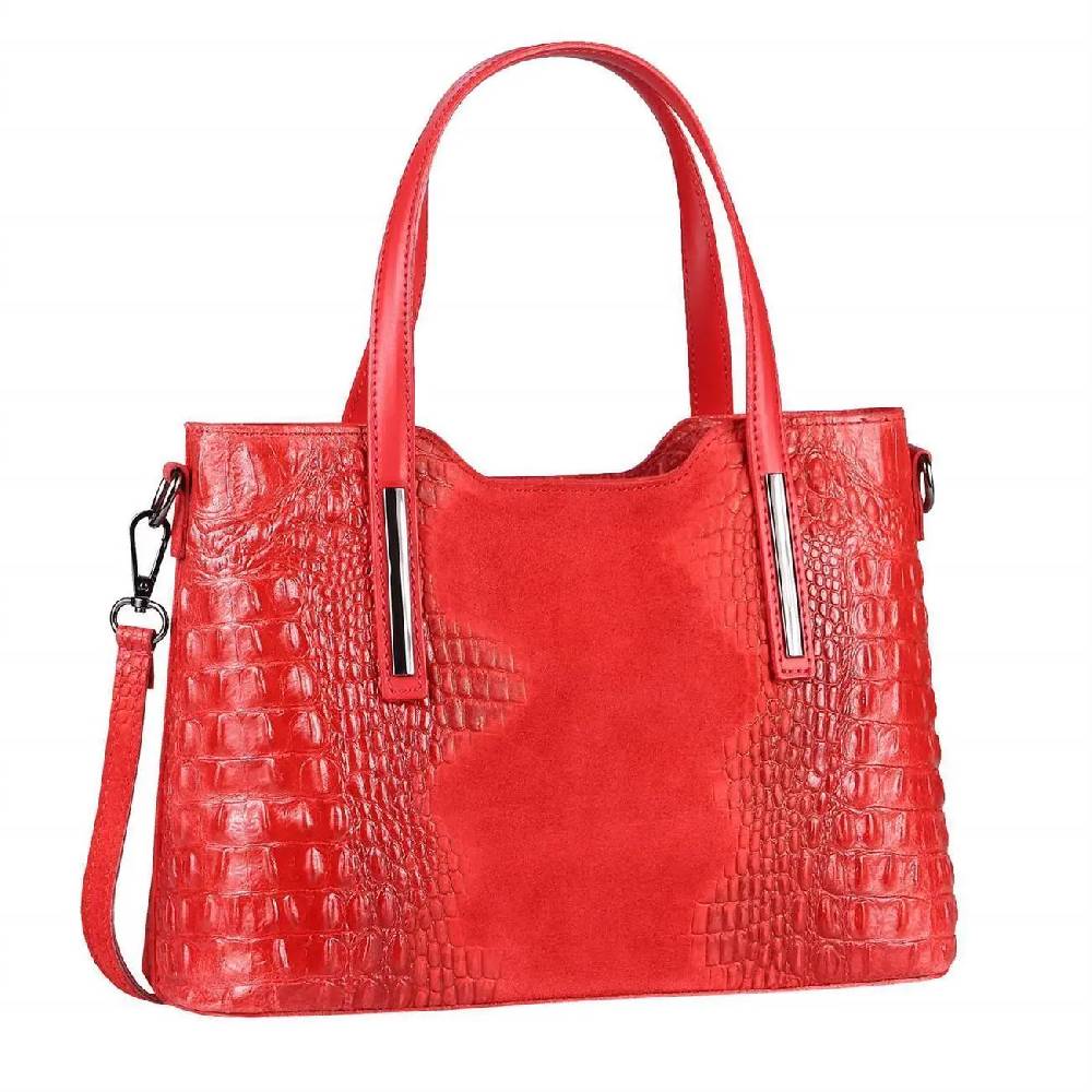 OBC MADE IN ITALY DAMEN Echt LEDER TASCHE KROKO-Prägung Business Shopper Wildleder Schultertasche Handtasche Ledertasche Umhängetasche Fabrikverkauf
