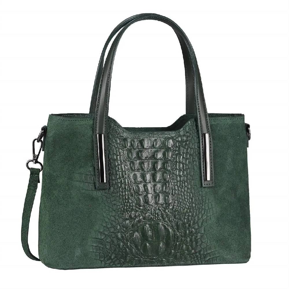 OBC MADE IN ITALY DAMEN Echt LEDER TASCHE KROKO-Prägung Business Shopper Wildleder Schultertasche Handtasche Ledertasche Umhängetasche Fabrikverkauf