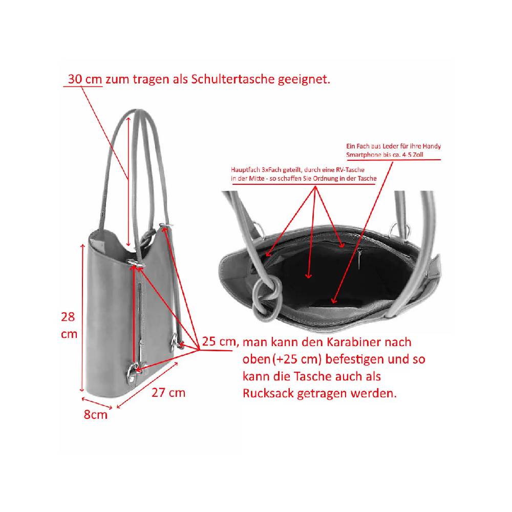 ITALY DAMEN LEDER HANDTASCHE RUCKSACK Umhängetasche Schultertasche Shopper Henkeltasche Ledertasche Backpack Lederrucksack Meist gekauft