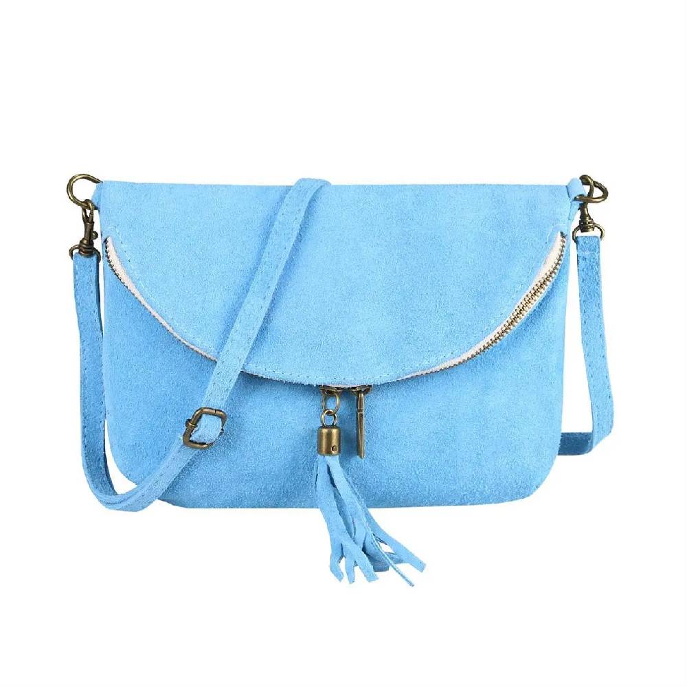 Made in Italy DAMEN LEDER TASCHE Henkeltasche Wildleder Handtasche Umhängetasche Ledertasche Schultertasche Beuteltasche Fransen Cross-Over Clutchtasche Fabrik Onlineshop