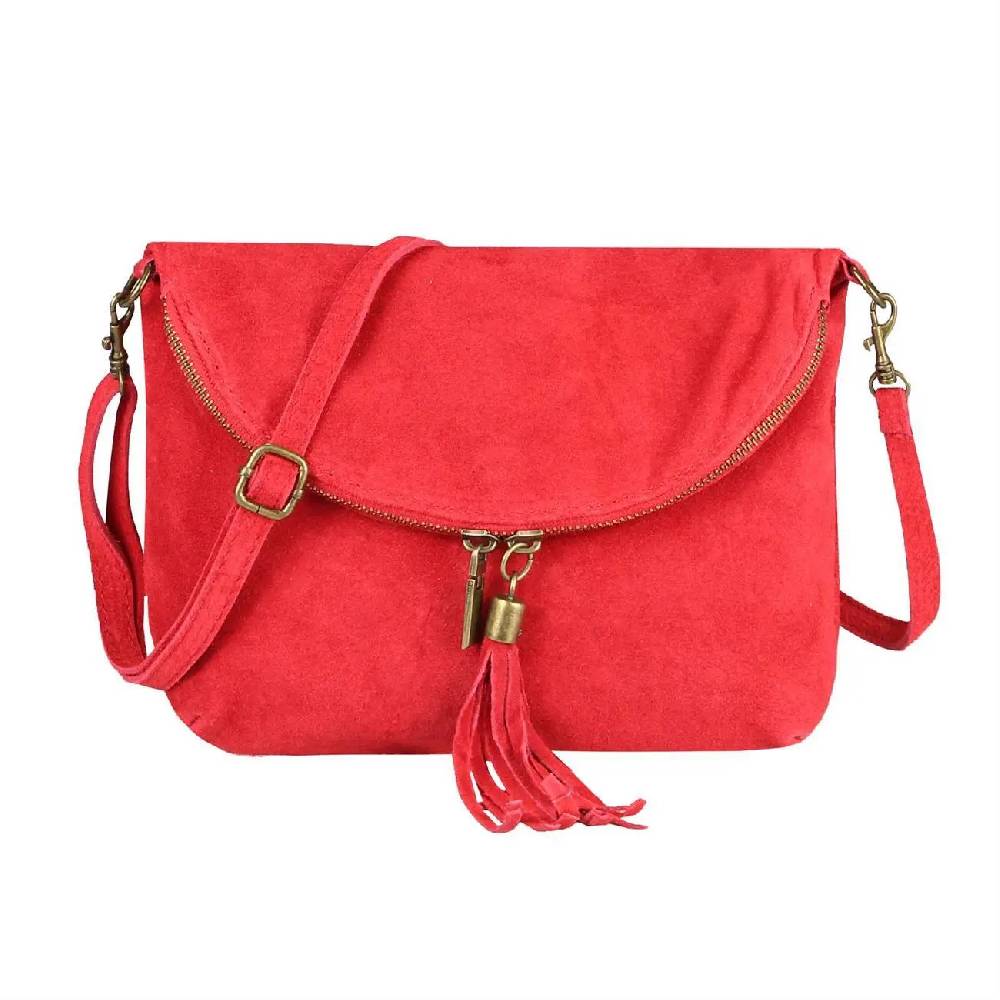 Made in Italy DAMEN LEDER TASCHE Henkeltasche Wildleder Handtasche Umhängetasche Ledertasche Schultertasche Beuteltasche Fransen Cross-Over Clutchtasche Fabrik Onlineshop