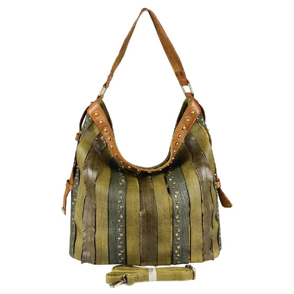 OBC DAMEN TASCHE HANDTASCHE Hobo Bag Schultertasche Nietentasche Shopper Strasssteine Umhängetasche Henkeltasche Beuteltasche Kunst-Leder Online Shopping