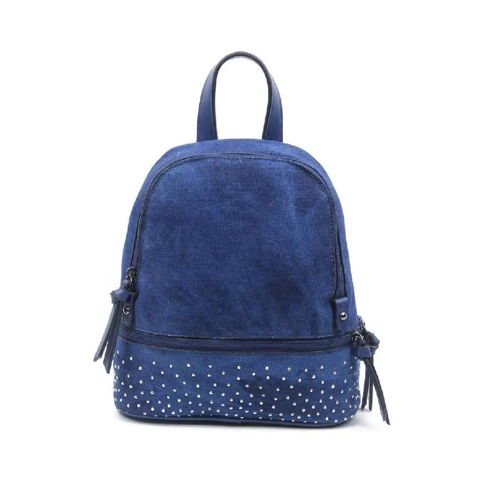 OBC DAMEN MÄDCHEN JEANS RUCKSACK BACKPACK Strasssteine Glitzer Denim Baumwolle Cityrucksack Stadtrucksack Schultertasche Handtasche Weihnachtsangebot