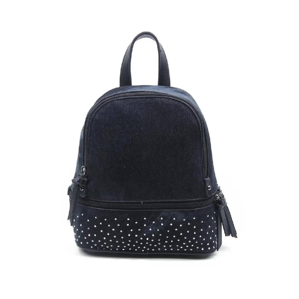 OBC DAMEN MÄDCHEN JEANS RUCKSACK BACKPACK Strasssteine Glitzer Denim Baumwolle Cityrucksack Stadtrucksack Schultertasche Handtasche Weihnachtsangebot