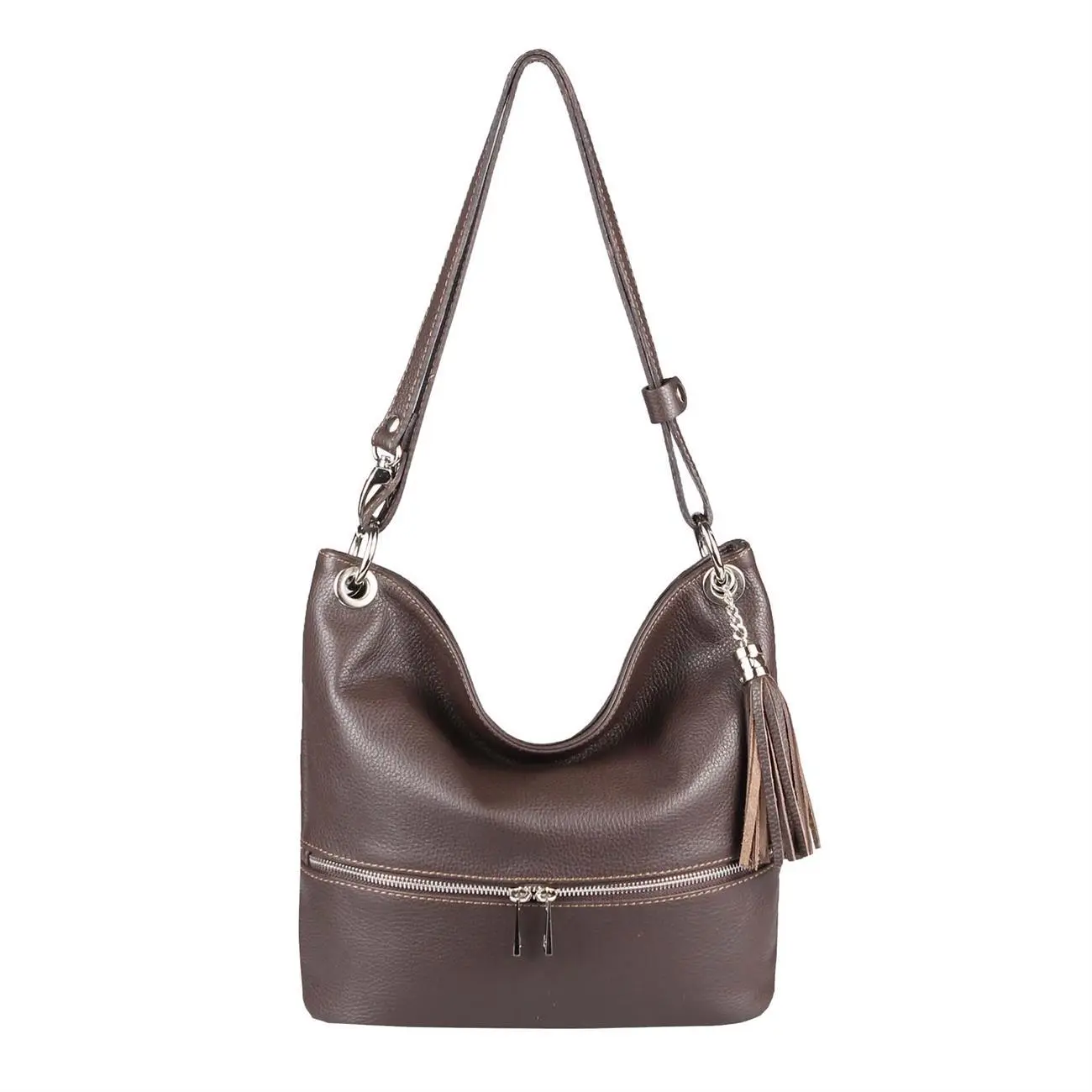 Made in Italy DAMEN LEDER TASCHE Shopper Schultertasche City Bag CrossOver Umhängetasche Henkeltasche Ledertasche Damentasche Fransen Osterangebot
