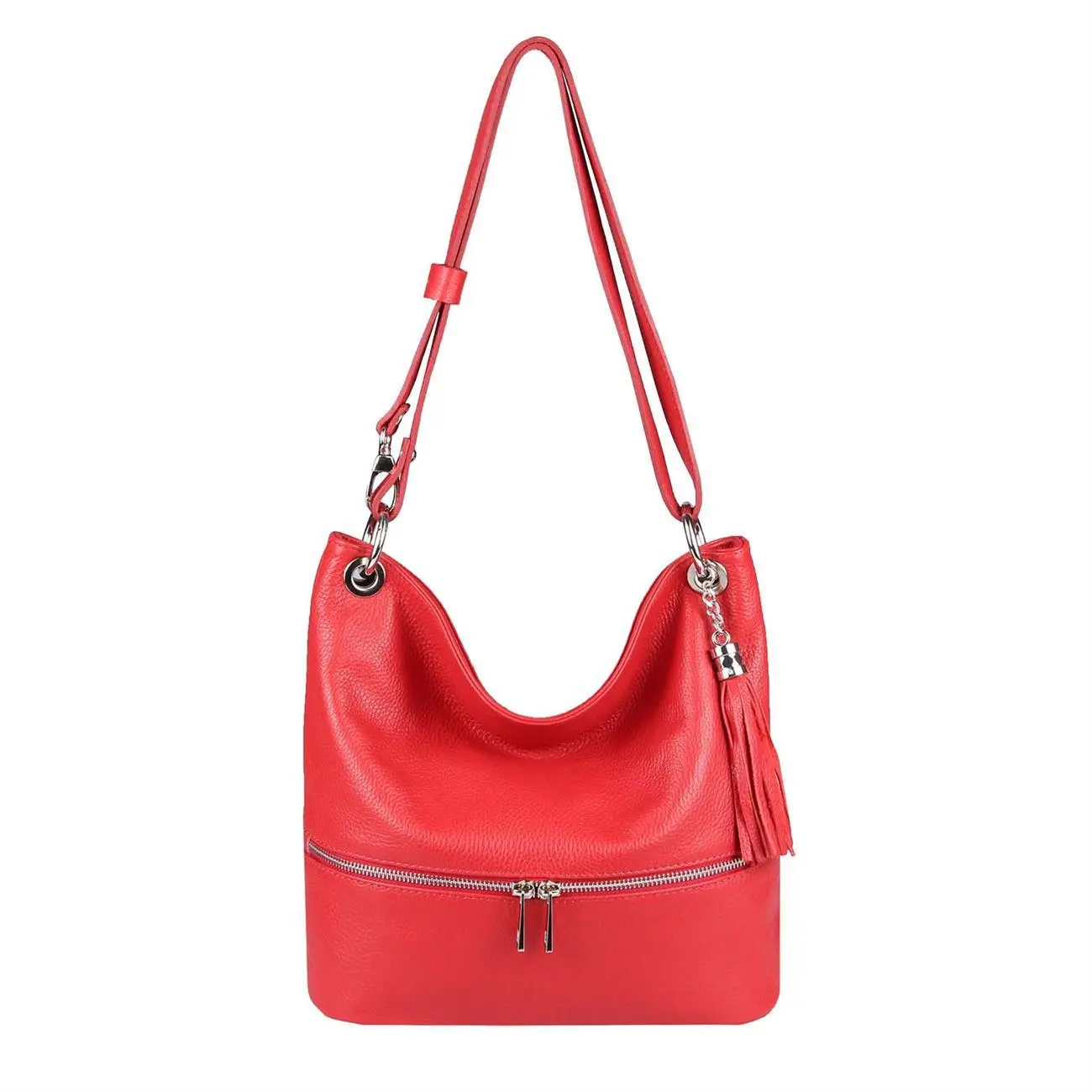 Made in Italy DAMEN LEDER TASCHE Shopper Schultertasche City Bag CrossOver Umhängetasche Henkeltasche Ledertasche Damentasche Fransen Osterangebot