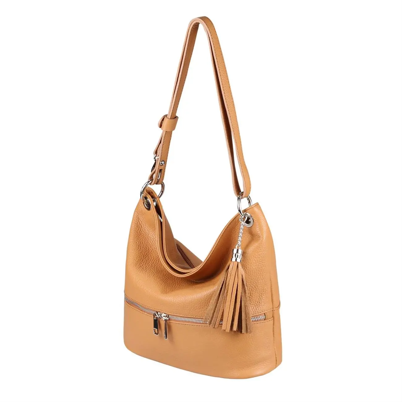 Made in Italy DAMEN LEDER TASCHE Shopper Schultertasche City Bag CrossOver Umhängetasche Henkeltasche Ledertasche Damentasche Fransen Osterangebot