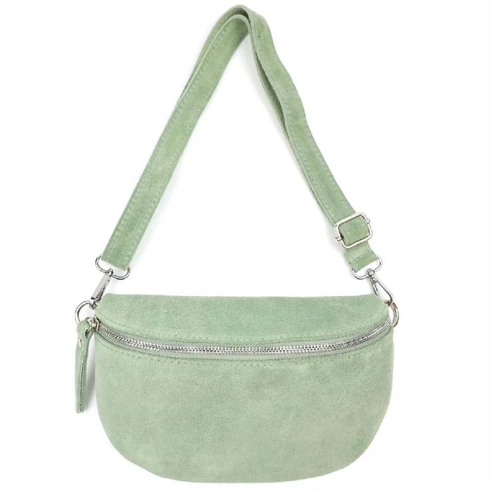 Made in Italy DAMEN LEDER TASCHE Gürteltasche Crossbody Hüfttasche Bauchtasche Umhängetasche Wildleder Brusttasche CrossOver Bodybag Schultertasche Handytasche Geldtasche Schminktasche Kosmetiktasche Jubiläumsangebot
