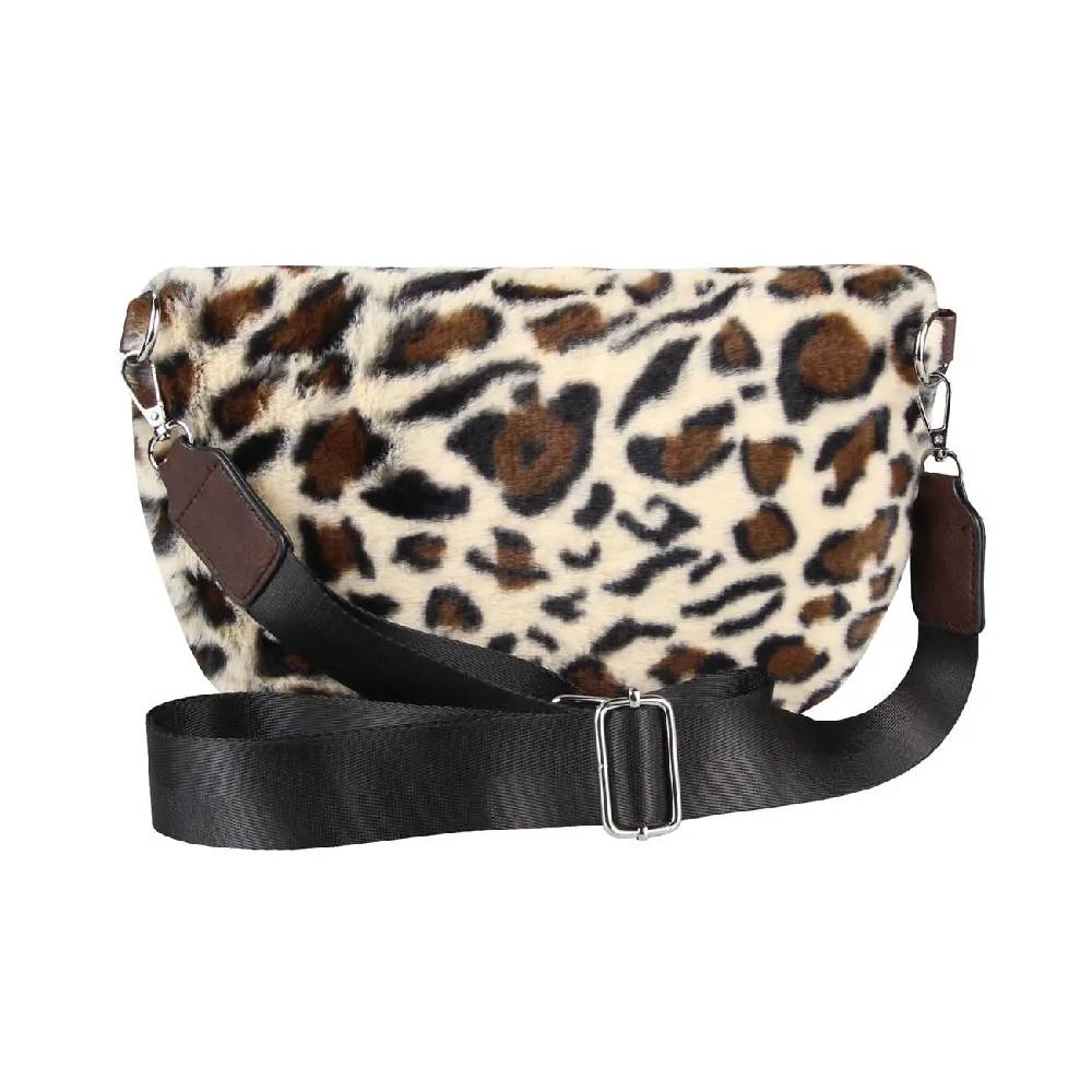 OBC DAMEN LEOPARDEN PRINT Tasche Teddyfell Plüsch Bauchtasche Hüfttasche Schultertasche Fell Bodybag Umhängetasche Crossbody Teddyplüsch Handytasche Crossbag Gürteltasche Wintertasche Bestseller