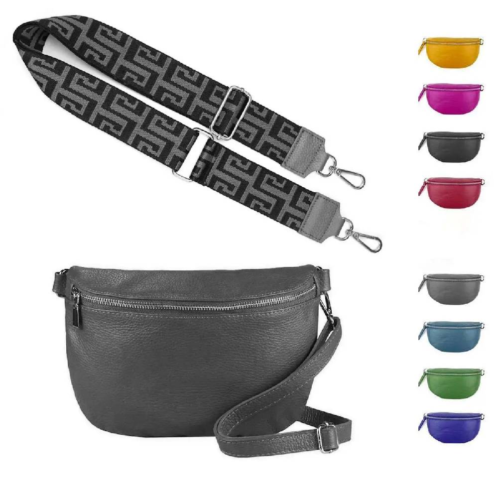 Made in Italy OBC DAMEN SET Gürteltasche + Schultergurt LEDER Crossbody Hüfttasche Bauchtasche Umhängetasche Brusttasche CrossOver Bodybag Schultertasche Handytasche Geldtasche Tasche Kosmetiktasche Riesige Ersparnisse
