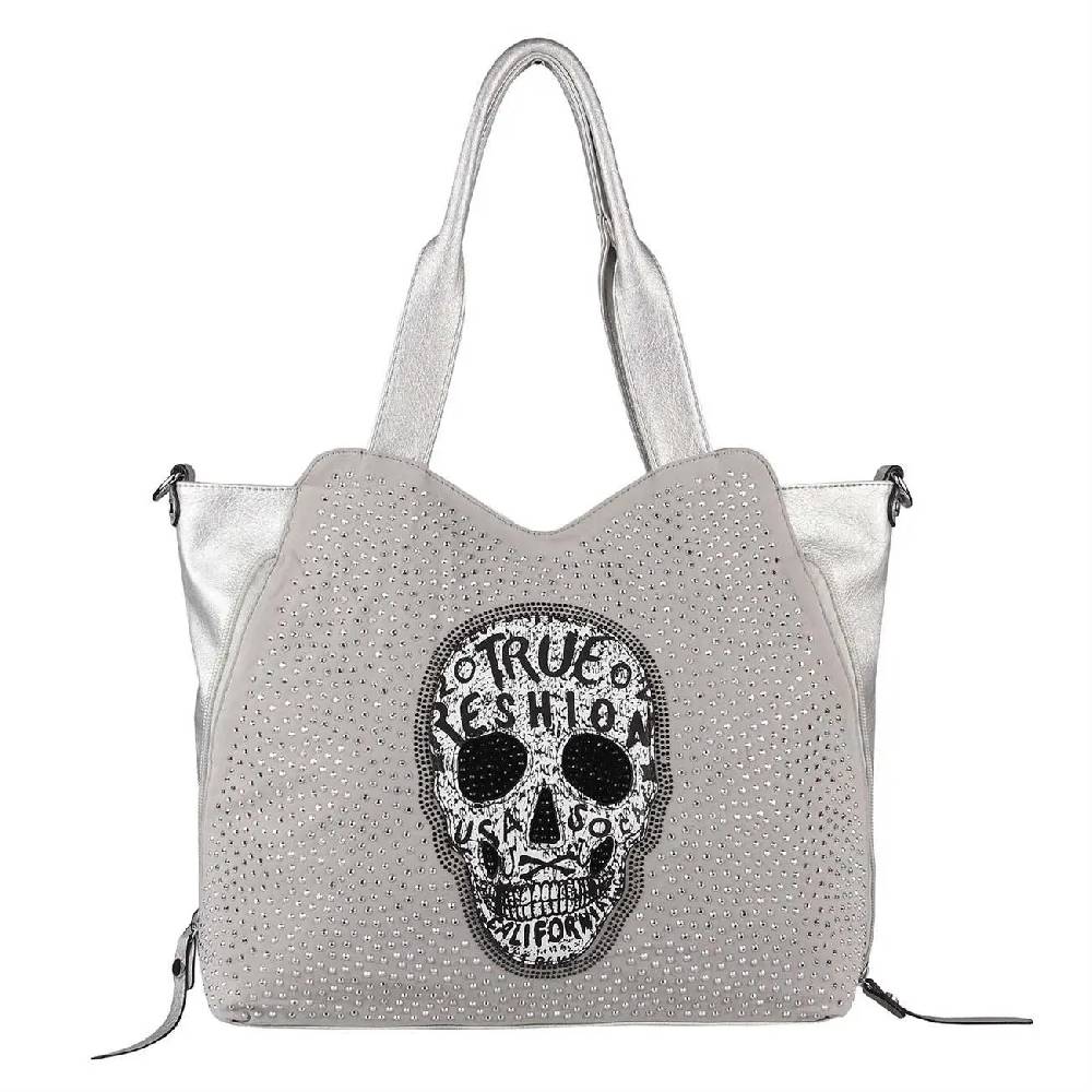 OBC XXL Damen Totenkopf Tasche Handtasche Skulls Shopper Beuteltasche Schultertasche Umhängetache Reisetasche Weekender Schädel Gothic Bag Bis zu 60% Rabatt