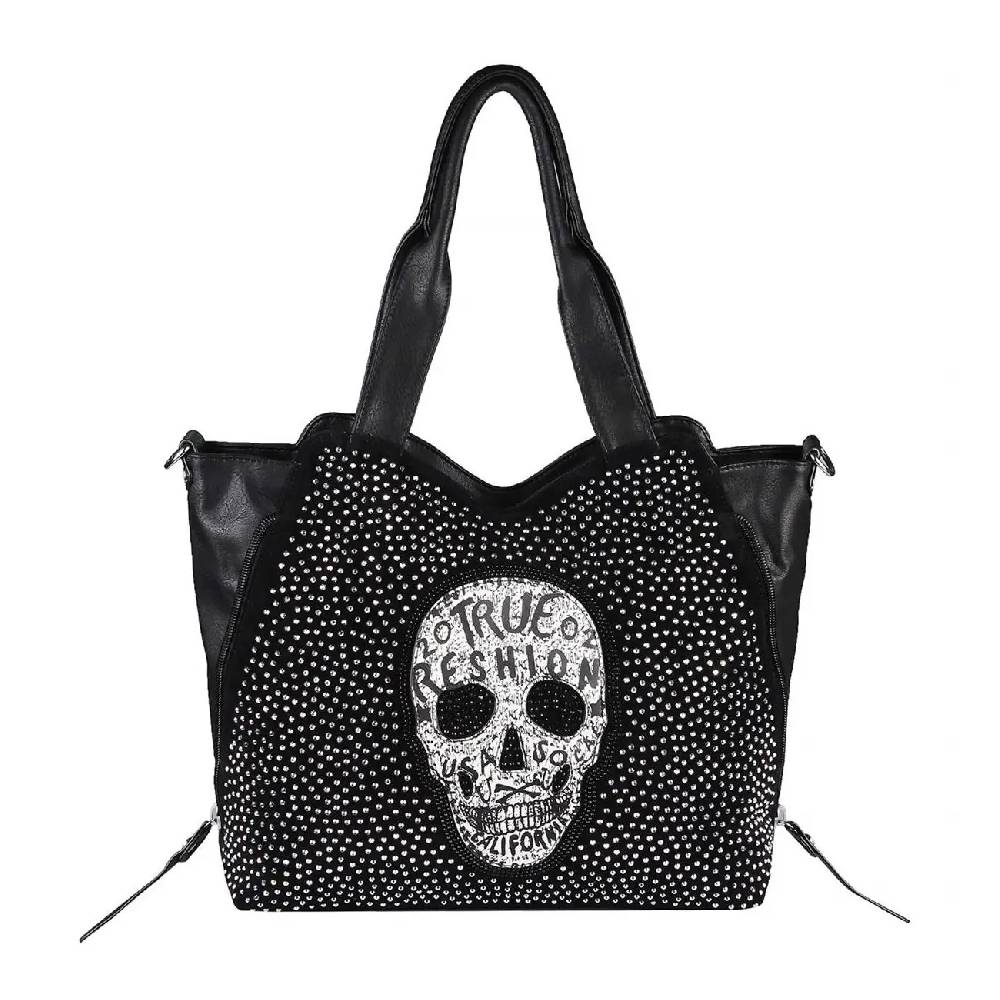 OBC XXL Damen Totenkopf Tasche Handtasche Skulls Shopper Beuteltasche Schultertasche Umhängetache Reisetasche Weekender Schädel Gothic Bag Bis zu 60% Rabatt