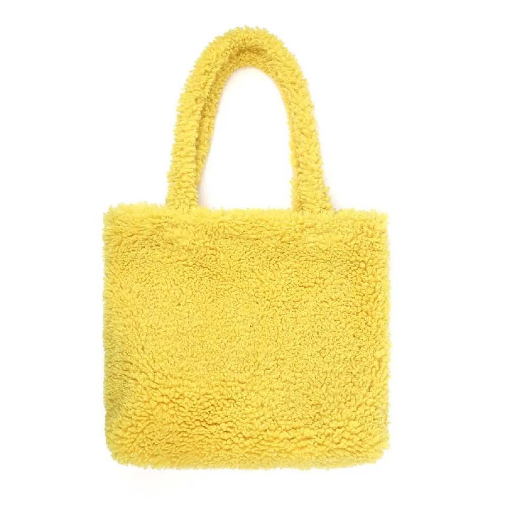 Made in Italy Damen Teddyfell Tasche Shopper Tote Bag Handtasche Plüsch Schultertasche Teddytasche Pelz Damentasche Felltasche Wintertasche Nur für heute