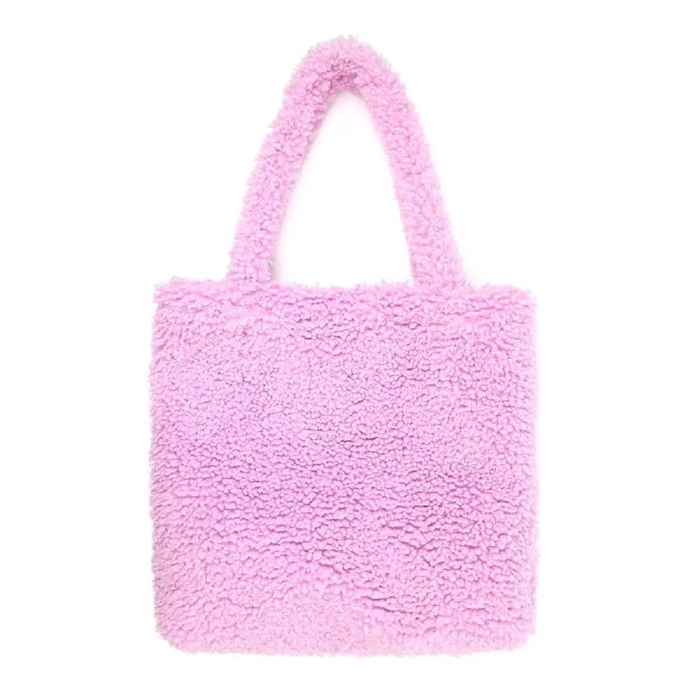 Made in Italy Damen Teddyfell Tasche Shopper Tote Bag Handtasche Plüsch Schultertasche Teddytasche Pelz Damentasche Felltasche Wintertasche Nur für heute