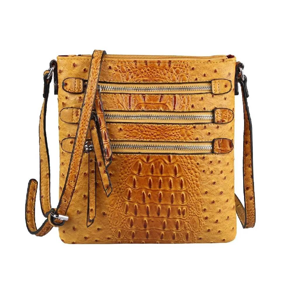 OBC Damen Tasche Kroko-Strauss Optik Schultertasche Umhängetasche Crossbody Bag Vierteljährliche Förderung