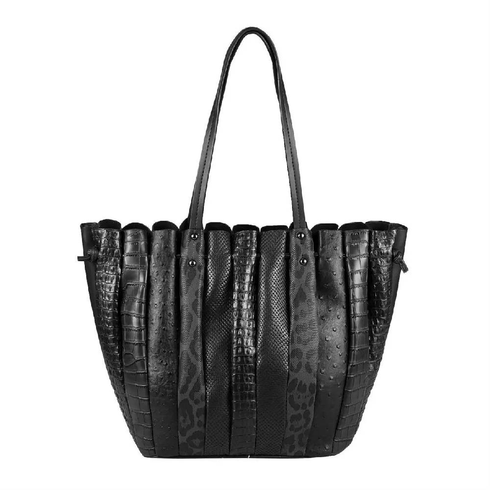 OBC XXL DAMEN TASCHE Shopper Handtasche Arbeit Bag Umhängetasche Schultertasche Leder Optik Kroko Strauß Leoparden Print Nur noch ein Tag übrig