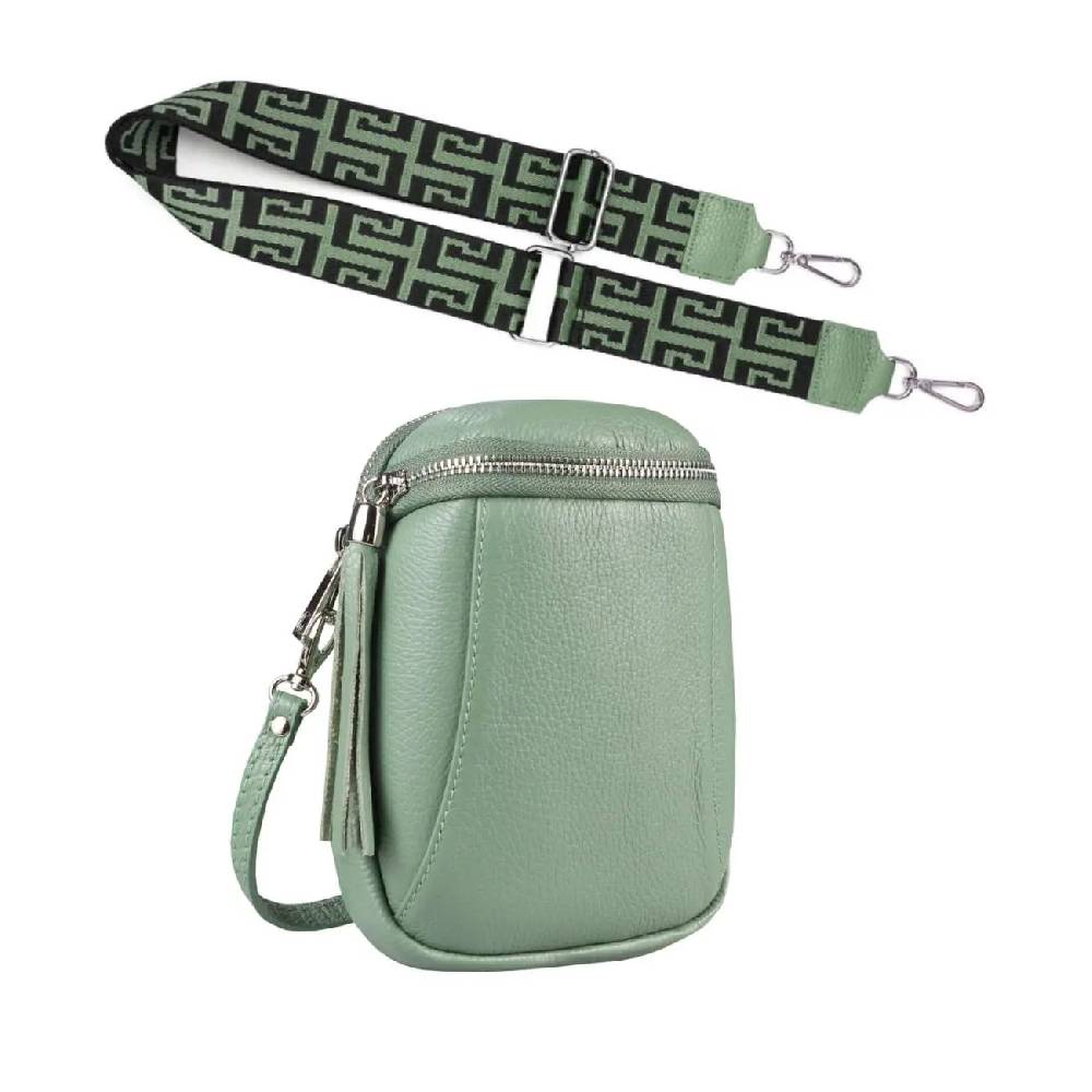Made in Italy OBC DAMEN SET Schultertasche + Schultergurt LEDER Crossbody Umhängetasche Brusttasche CrossOver Bodybag Schultertasche Handytasche Geldtasche Tasche Kosmetiktasche zollfrei