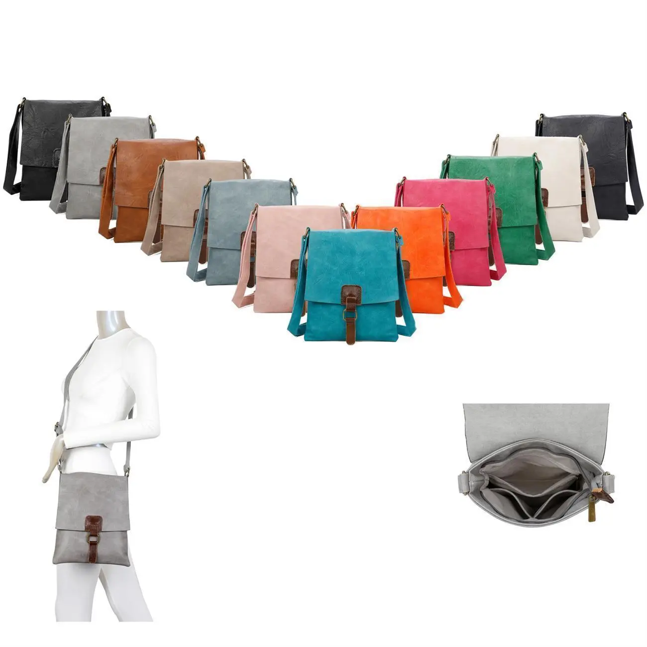 OBC Damen Tasche CrossOver Messenger Crossbody Schultertasche Umhängetasche Handtasche Shopper Tablettasche Überschlagtasche Reise Leder Optik