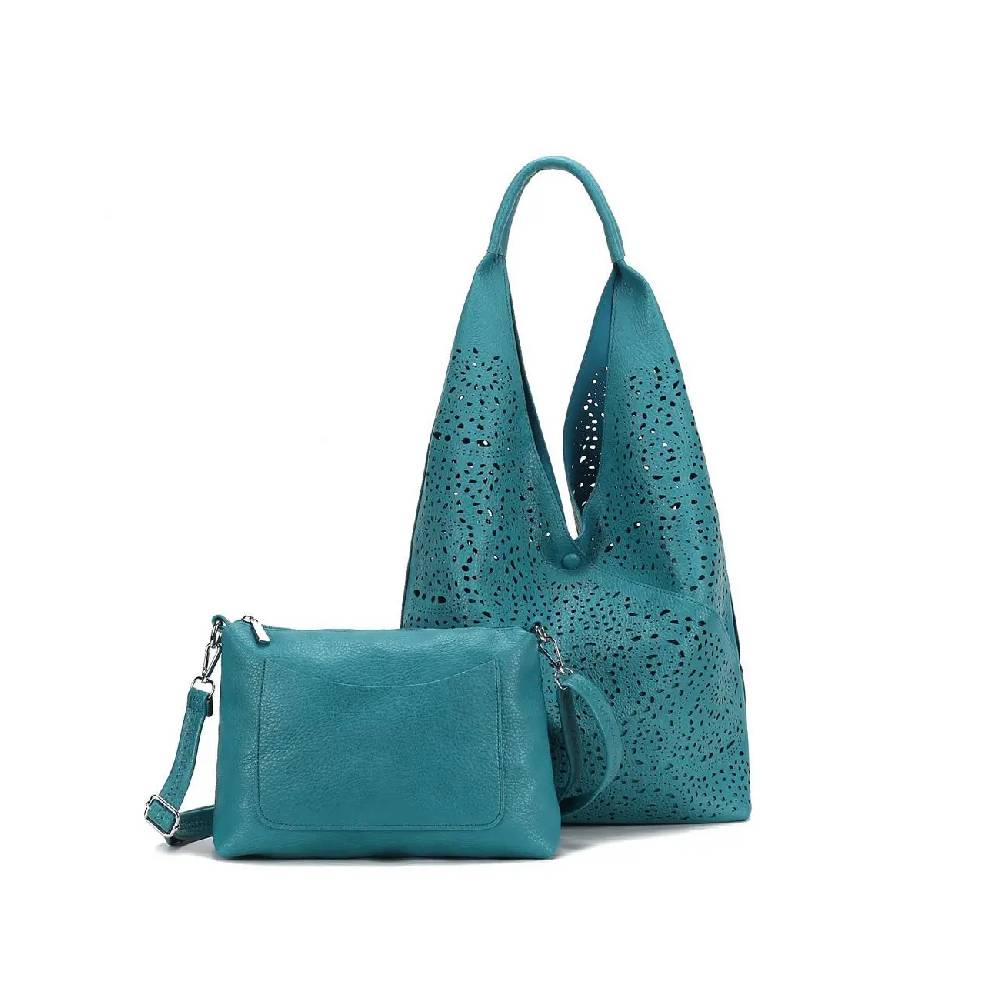 OBC DAMEN TASCHE XXL SET 2in1 Shopper Hobo Bag Schultertasche Cross Over Body Bag Umhängetasche Beuteltasche Handtasche Leder Optik Rabatte dieses Monats