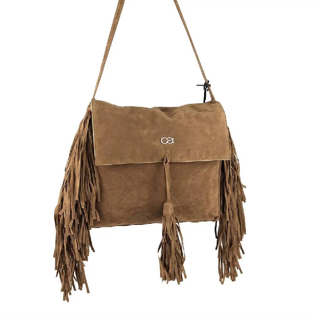 ital-design Fransen Damentasche Schultertasche Umhängetasche Tasche Beutel Beuteltasche Trend-Bags PU Wildleder Online