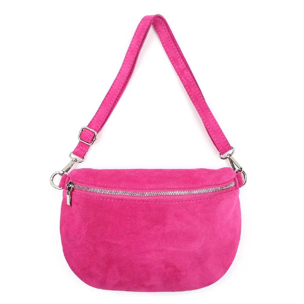 Made in Italy Damen Leder Tasche Brusttasche Gürteltasche Crossbody Hüfttasche Bauchtasche Umhängetasche Wildleder Crossover Schultertasche Handytasche Bodybag Auslauf