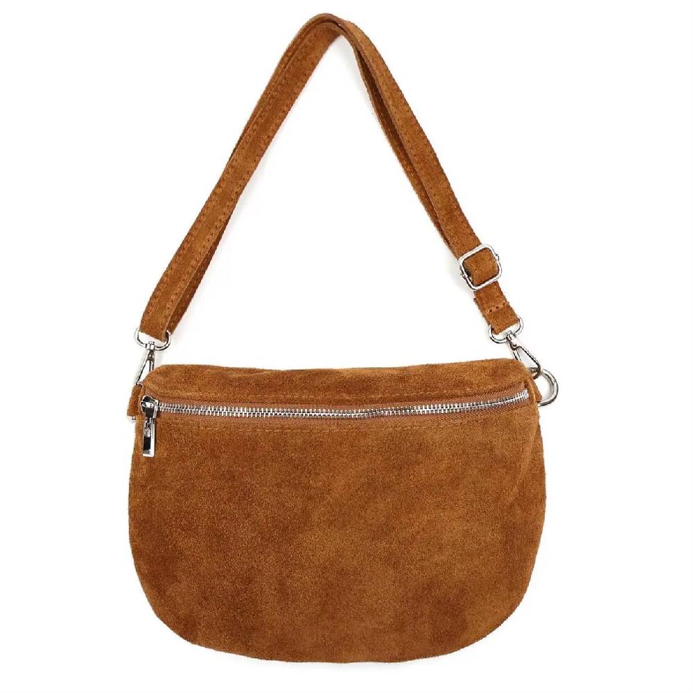Made in Italy Damen Leder Tasche Brusttasche Gürteltasche Crossbody Hüfttasche Bauchtasche Umhängetasche Wildleder Crossover Schultertasche Handytasche Bodybag Auslauf