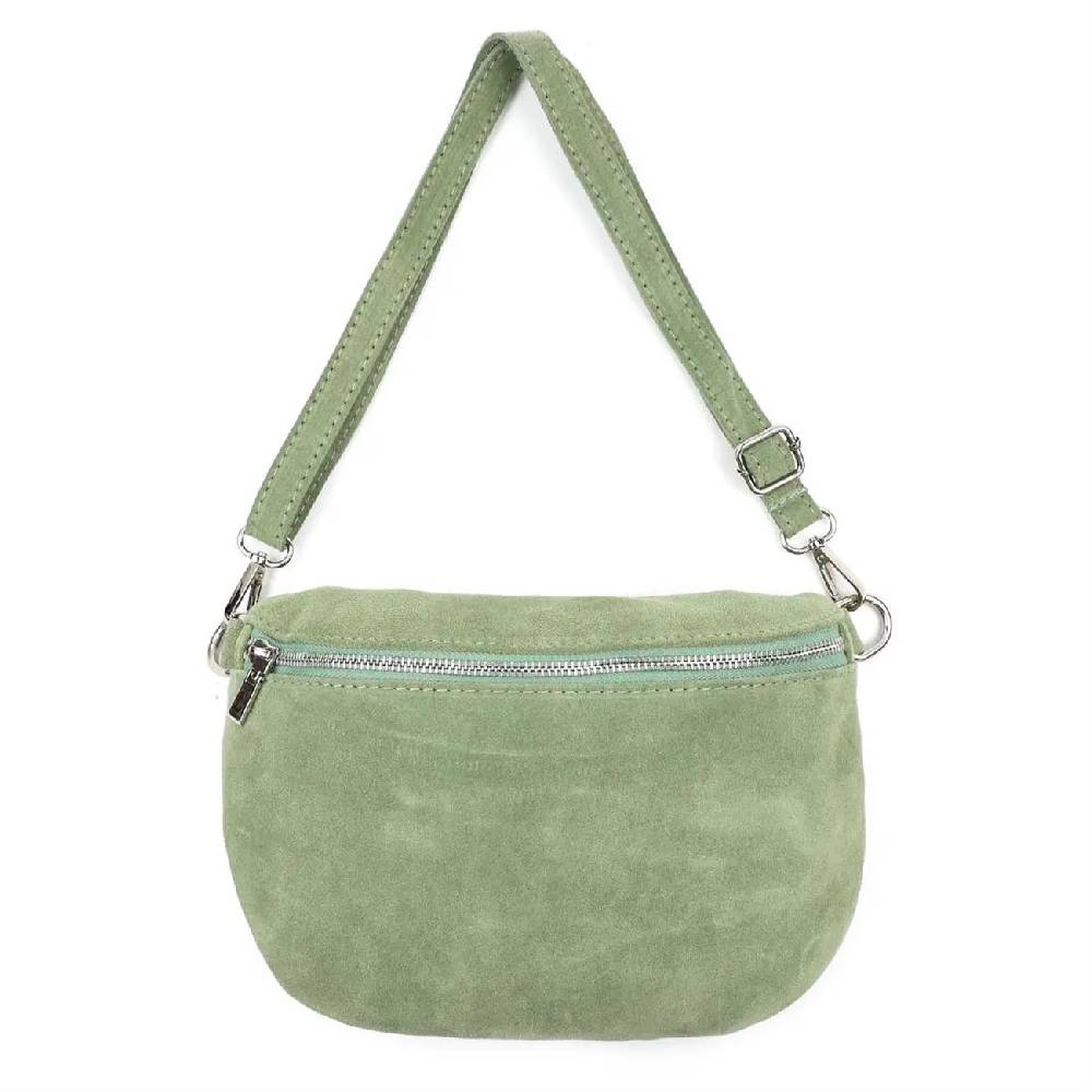 Made in Italy Damen Leder Tasche Brusttasche Gürteltasche Crossbody Hüfttasche Bauchtasche Umhängetasche Wildleder Crossover Schultertasche Handytasche Bodybag Auslauf