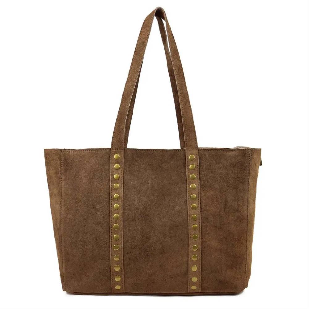OBC Made in Italy Damen Leder Tasche Handtasche Umhängetasche Reisetasche Shopper Wildleder Schultertasche Tote Bag Ledertasche Henkeltasche Weekender T030 Günstig kaufen