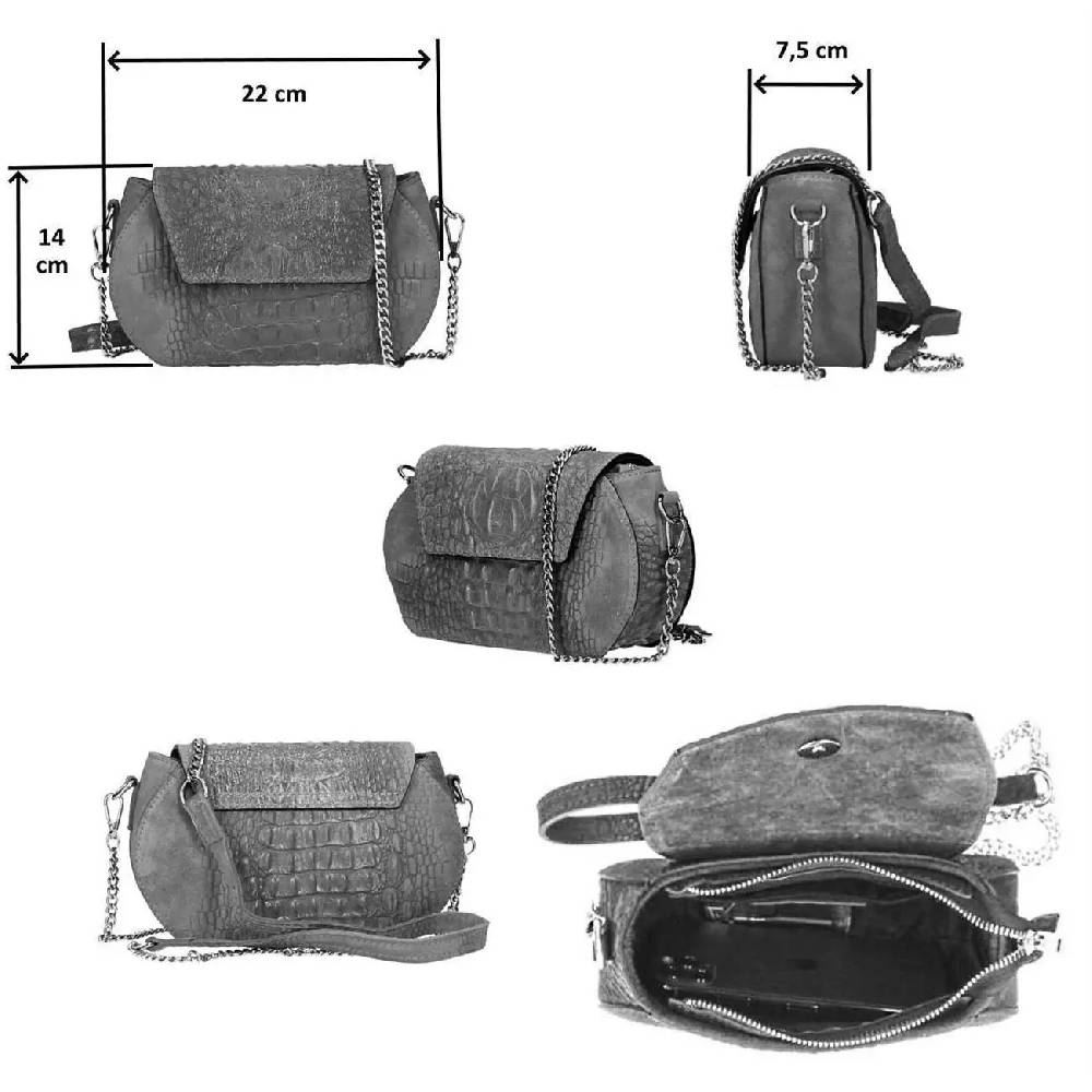 OBC Made in Italy Damen Leder Tasche Kroko Prägung oder Glattleder Umhängetasche Clutch Wildleder Handtasche Ledertasche Schultertasche Versandkostenfrei