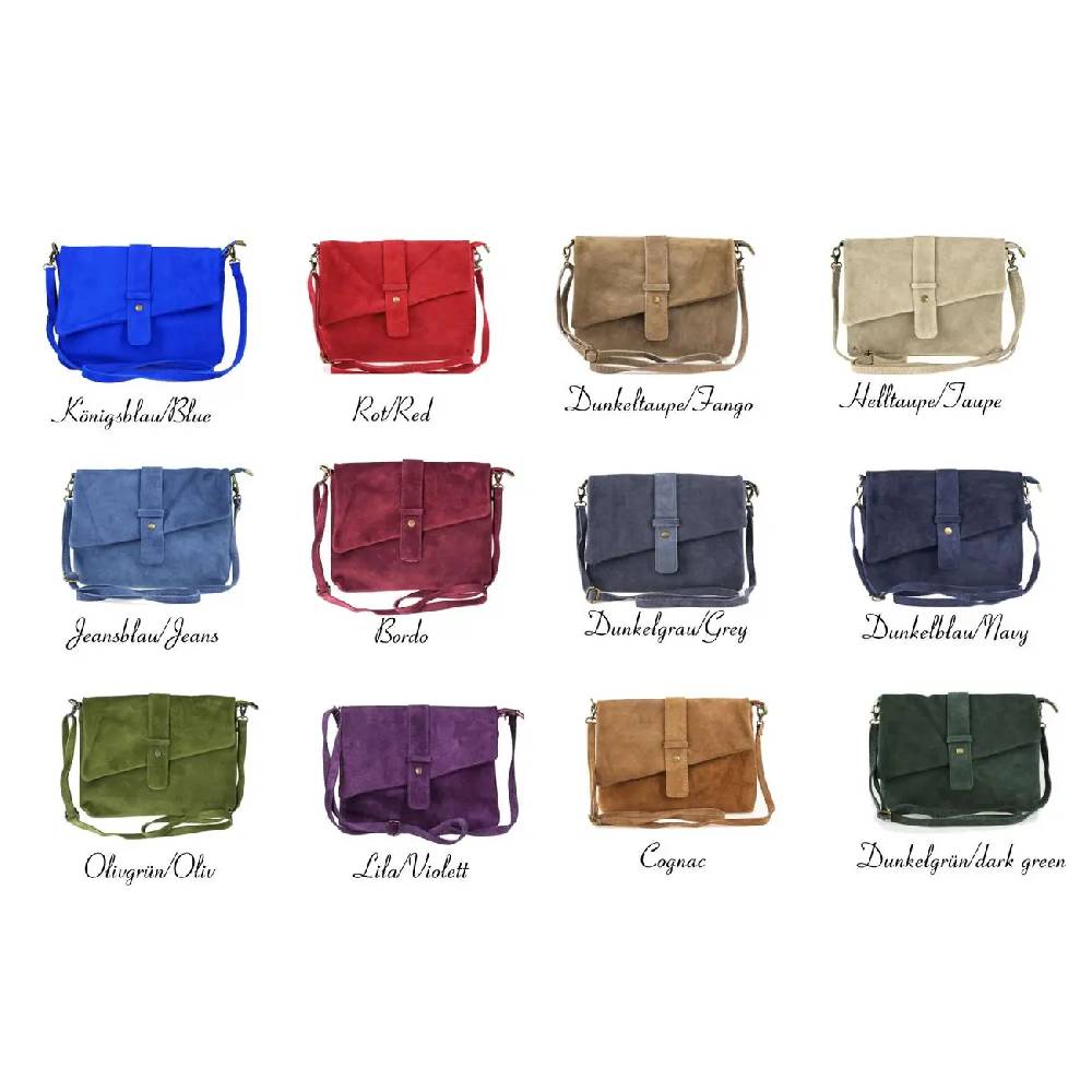 OBC Made in Italy DAMEN LEDER TASCHE Schultertasche Messenger Bag Wildleder Handtasche Umhängetasche Ledertasche Bodybag CrossBody CrossOver Großer Ausverkauf