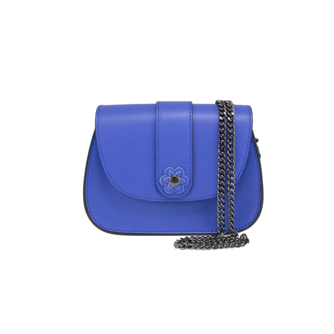 Made in Italy DAMEN LEDER TASCHE Clutch mit BLUME Applikation & Kette Umhängetasche Ledertasche Schultertasche Cross-Over Schmucktasche Nieten Messenger Bag Muttertagsangebot