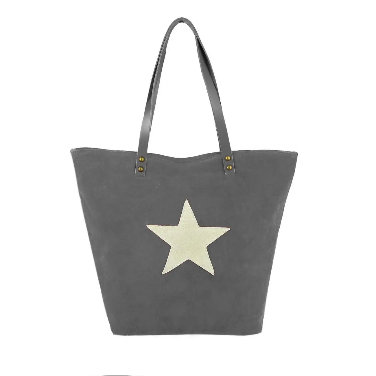 OBC Made in Italy Damen Tasche Leder Velourleder Wildleder Stern Shopper Schultertasche Umhängetasche Exklusive Angebote