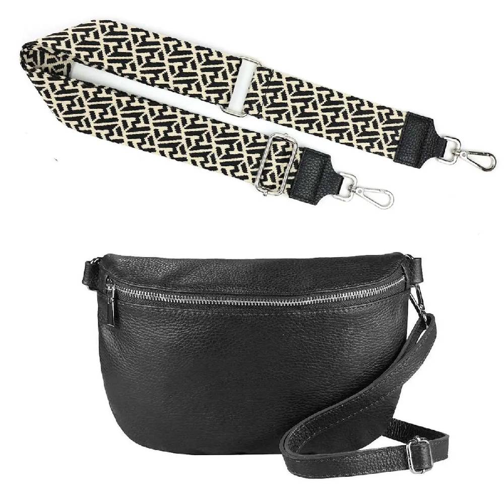 Made in Italy OBC DAMEN SET Gürteltasche + Schultergurt LEDER Crossbody Hüfttasche Bauchtasche Umhängetasche Brusttasche CrossOver Bodybag Schultertasche Handytasche Geldtasche Tasche Kosmetiktasche Große Rabatte